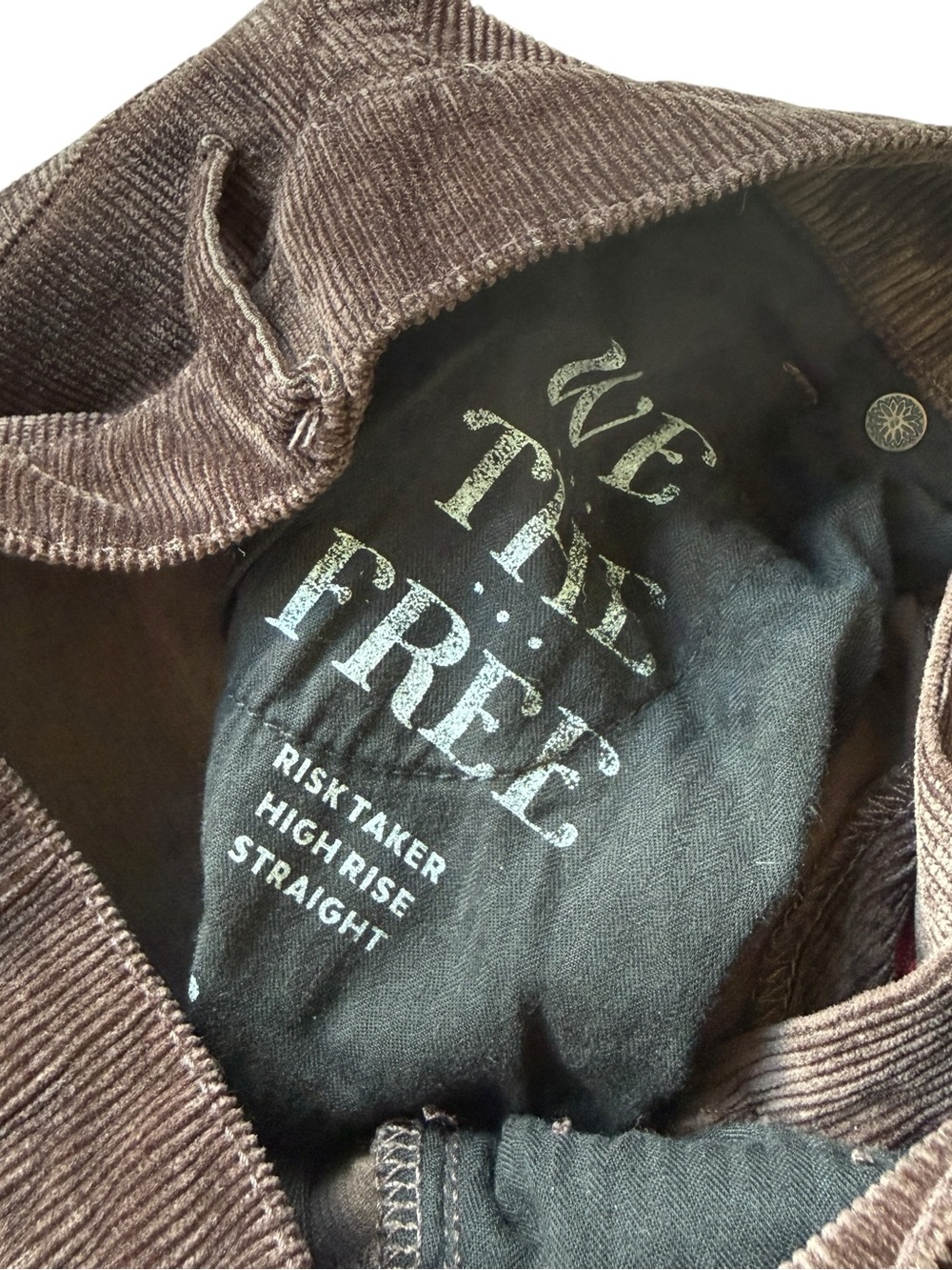 Free People We The Free Risk Taker High Rise Corduroy Pants 26 Brown Wide Leg - Picture 7 of 16